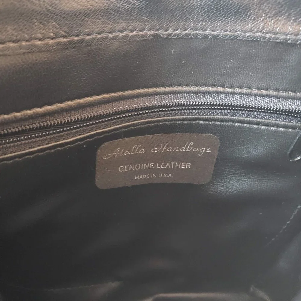 VINTAGE Atalla Handbags Leather Saddlebag Press Lock Deadstock Black Gold - Picture 9 of 12
